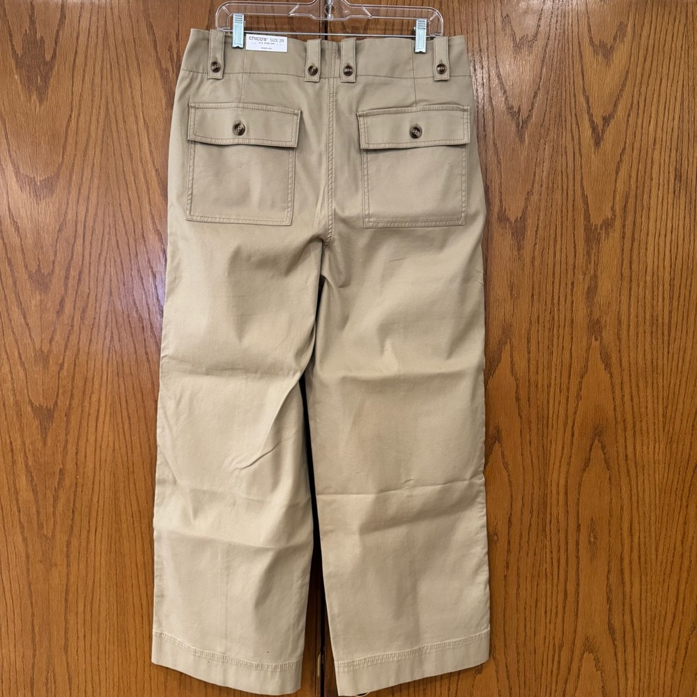 NWT Chico's Size 2R Fly Front Wide Leg Pant Fashion Wild Truffle Chino Khaki - Picture 6 of 16